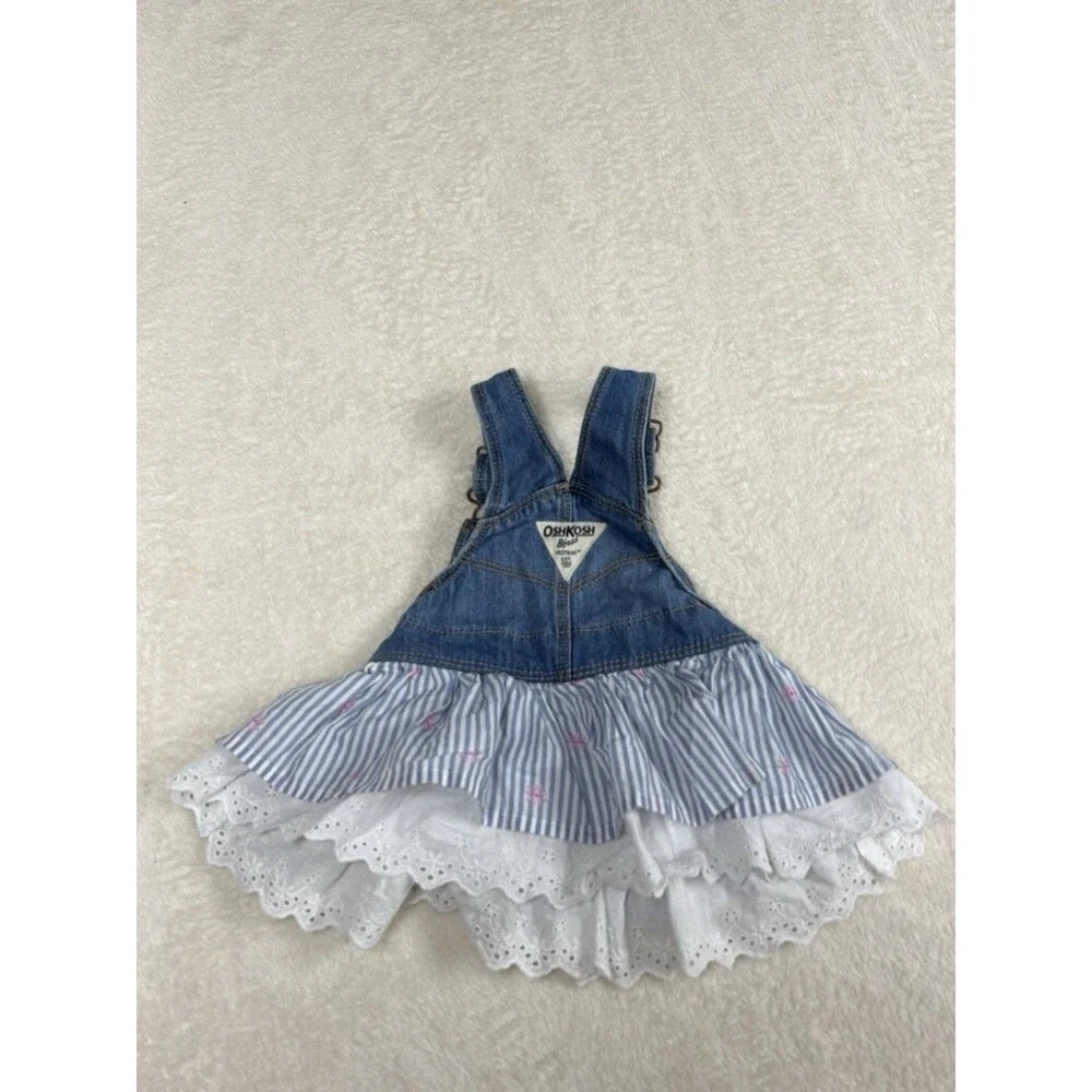 Oshkosh B'gosh Jumper Girls Sz‎ 6 Month Denim and Ruffles Floral Dress